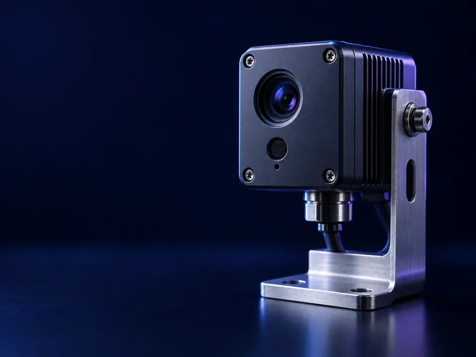 An industrial smart sensor with a camera lens